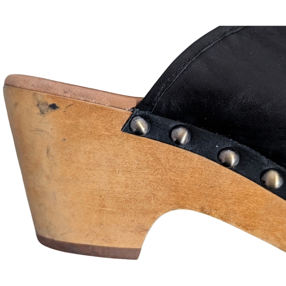 Corso Como Black Leather Clogs Size 8 - Picture 4 of 10